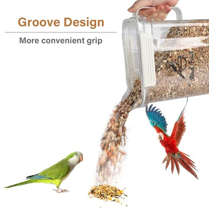 Bird Seed Storage Container,3.5Qt Large Capacity Pet Food Storage Containers with Handle,Airtight Wild Bird Seed Dispenser-for PetBirds Parakeets Finches Food Mealworms Storage/BPA Free-Clear