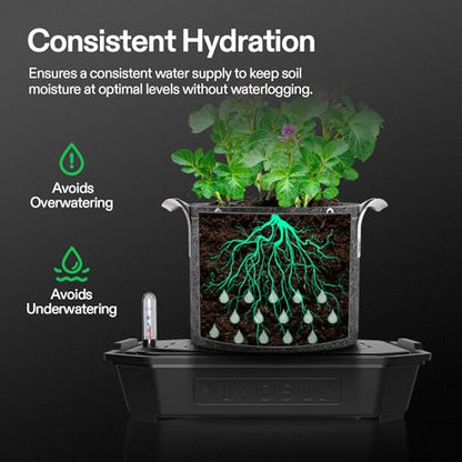 VIVOSUN 4-Pack FlexFeed Self-Watering Pots, Auto Irrigation Fabric Pot Base - size: 4-Pack Pots