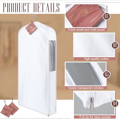 Briwooody Cotton Garment Bags, 2 Sets,Moth Protection,40 x 24 x 6 in, White - color: White, size: 40 x 24 x 6 Inch