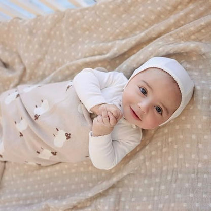Baby Swaddle Blanket - 100% Luxury Cotton Knit Soft Cozy Lightweight Unisex Receiving Stroller Quilt Blanket for Shower Gift Registry for Newborns Infants Toddlers (Sheep - Khaki) - color: 01 - Sheep - Khaki