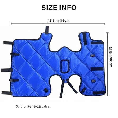 Calf Blanket Goat Coat with Fleece Windproof Winter Blanket for Alpaca, Calves, Sheep, Goat, Foal, Donkey with Thickened Fully Belly Protection Large Size