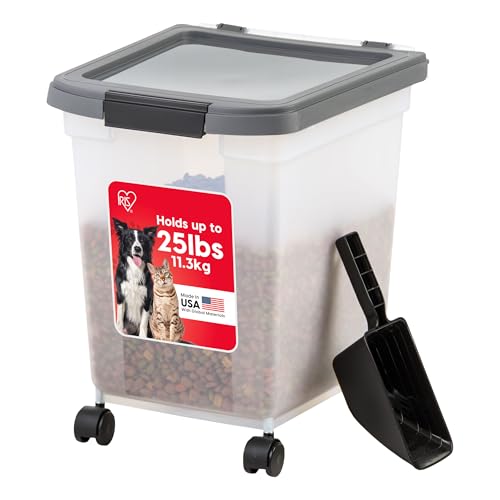 IRIS USA Dog Food Storage Container, Up to 25 lbs, White, Made in USA - color: Dark Gray, size: 25 lbs