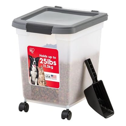 IRIS USA Dog Food Storage Container, Up to 25 lbs, White, Made in USA - color: Dark Gray, size: 25 lbs