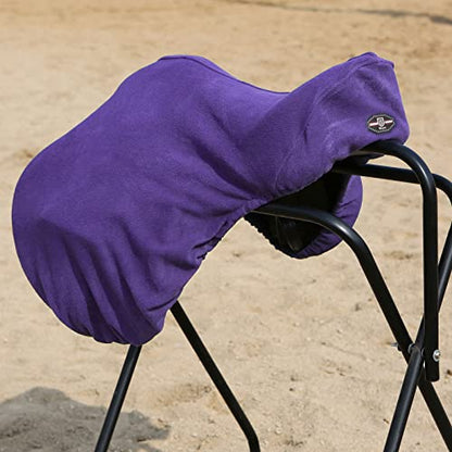 Harrison Howard Fleece Saddle Cover for Dressage Saddles, Thick Dust Protection, Machine Washable, Elastic Fit - Rose Violet - color: Purple, size: Dressage-One Size