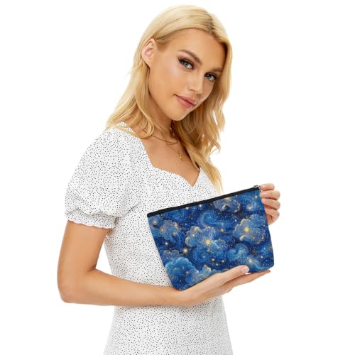 Blue Gold Starry Sky Makeup Bag Cosmetic Bag - color: Multicolor 1617