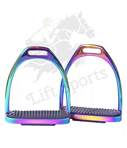 5" Rainbow Multi Color Horse Riding Safety Stirrups Irons Gloss Finish Fillis English Riding Protection Saddle Stainless Steel Equestrian