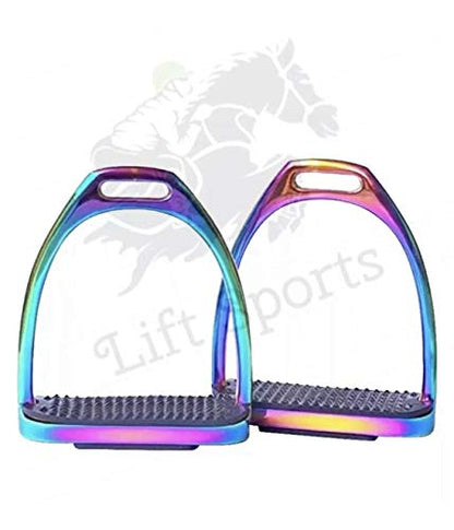 5" Rainbow Multi Color Horse Riding Safety Stirrups Irons Gloss Finish Fillis English Riding Protection Saddle Stainless Steel Equestrian