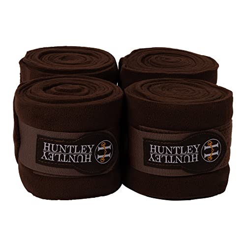 Huntley Equestrian Polo Wraps for Horses Protective Leg Support Bandage, Training, Exercising & Turnout - Pack of 4 - Brown - color: Brown