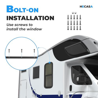 HECASA 12"W x 36"H RV Window Universal Vertical Sliding w/Screen & Trim - size: 36" W x 12" H
