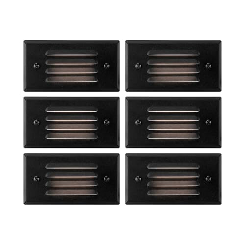 GKOLED Low Voltage LED Step Lights, Horizontal Louvered, Outdoor, 6 Pack - color: Black-Normal Size, size: 6 Pack-2700k