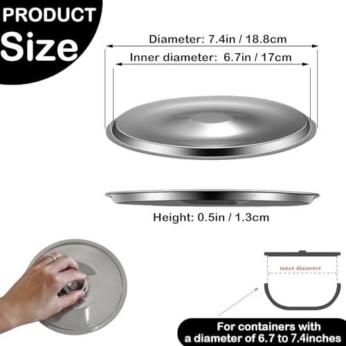 7.1inch Stainless Steel Cover Bowl, Universal Lid for Pots Pans and Skillet | Food grade Stainless Steel, Oven Safe Small Frying Pan Lid with Handle for Pot Lid, 18cm - size: 18CM