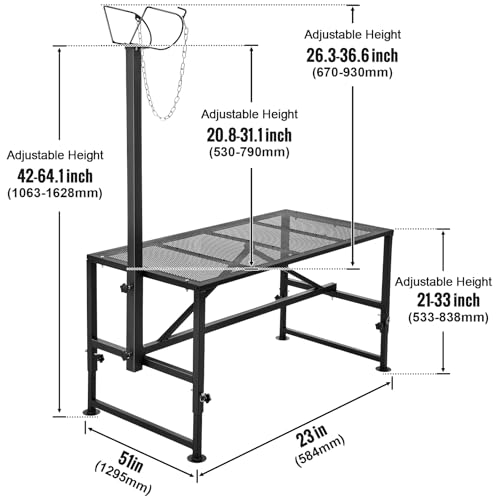 Happybuy Goat & Sheep Stand, 51x23 inch Livestock Stand, Metal Adjustable Height from 21" to 33", with Headpiece and Nose Loop, 500lbs Loading Weight, Ideal for Milking and Shearing, Black