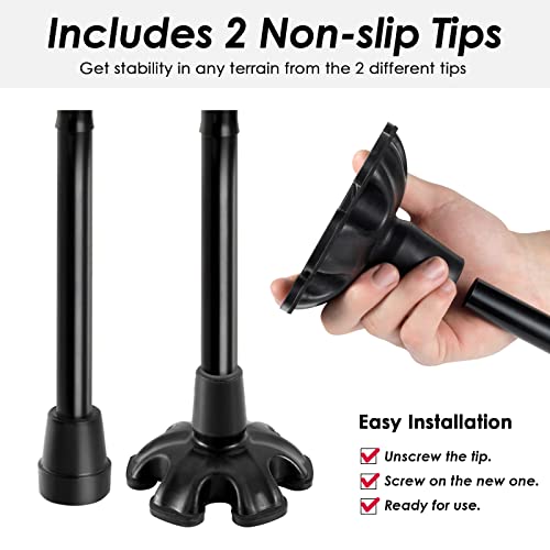 Walking Cane PANZHENG Cane for Man/Woman | Mobility & Daily Living Aids | 5-Level Height Adjustable Walking Stick | Comfortable Plastic T-Handle Portable Walking Stick Folding Cane - color: Cane-Black