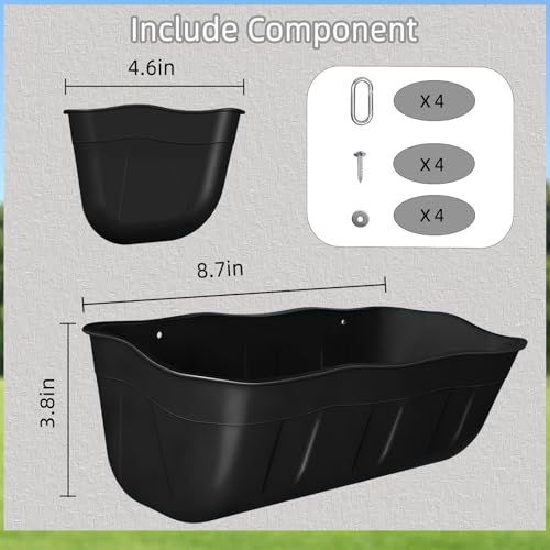 Hanging Chicken Feeders,Duck Feeder Waterer,Small Feed Trough 1.3 Quart 2 Pack,Hanging Fence Feed Trough for Poultry,Black - color: Black, size: 1.3 Quart (2 Pack)