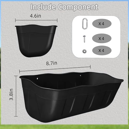 Hanging Chicken Feeders,Duck Feeder Waterer,Small Feed Trough 1.3 Quart 2 Pack,Hanging Fence Feed Trough for Poultry,Black - color: Black, size: 1.3 Quart (2 Pack)