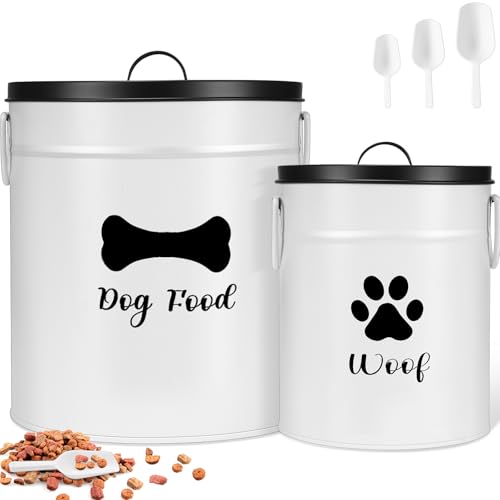 DoubleFill Extra Large 23+10 lb Metal Dog Food Storage Containers, White - color: White, size: Extra Large 23+10 lb