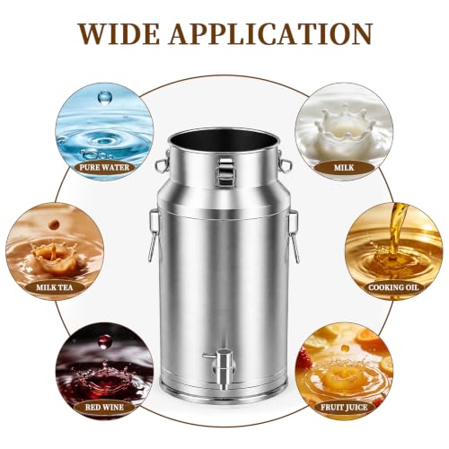304 Stainless Steel Water Dispenser with Faucet, Thickened Milk Can with Handle, Sealing Ring and Instruction Manual, 20L Stainless Steel Water Jug for Milk, Water, Tea, Juice and Beverage Storage - size: 20L Milk Can