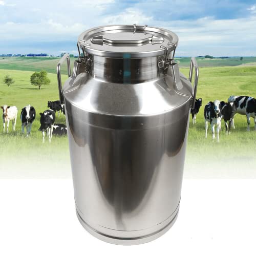 Milk Can Food Grade Stainless Steel Milk Transport Can Milk Bucket Wine Pail Bucket Milk Can Tote Jug with Sealed Lid for Milk Wine Liquid Storage Container (16 Gallon / 60 Liters) - color: 16 Gallon / 60 Liters