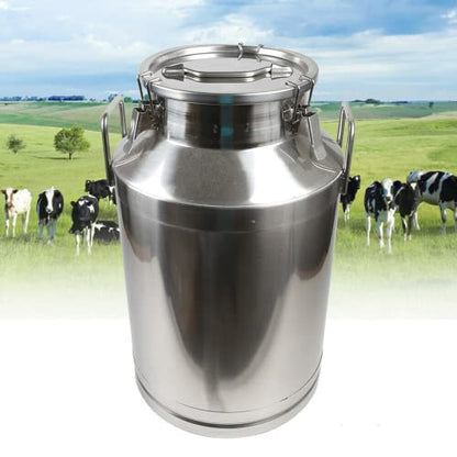 Milk Can Food Grade Stainless Steel Milk Transport Can Milk Bucket Wine Pail Bucket Milk Can Tote Jug with Sealed Lid for Milk Wine Liquid Storage Container (16 Gallon / 60 Liters) - color: 16 Gallon / 60 Liters