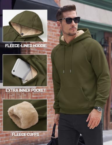 TACVASEN Men's Sherpa Hoodies Midweight Fleece Winter Thermal Sweatshirts - color: 04 Army Green, size: X-Large