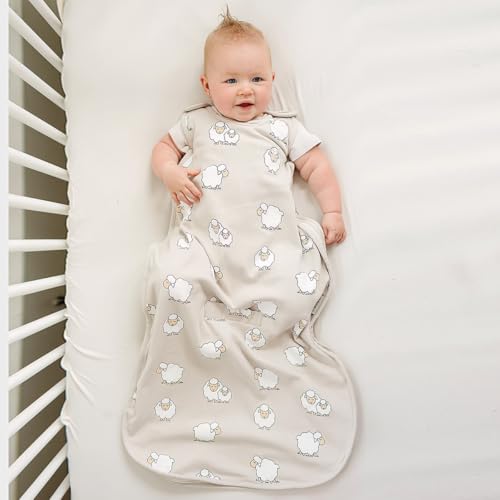 Woolino Merino Wool & Organic Cotton Baby Sleep Sack 2-24 Months – Ultimate 4-Season Baby Sleeping Bag, Universal Size Wearable Blanket, 2-Way Zipper & Adjustable Fit, Year-Round Use - Sheep - color: Sheep