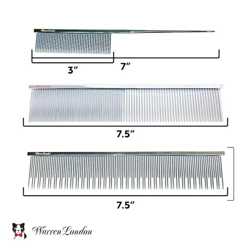 Warren London Precision Tail Comb made with Copper | 7 inches | Rounded Tips Prevent Irritation | Finishing and Fluffing Comb for Grooming Paws Face and Tail | Tear Stain Removal - style: Precision Tail Comb
