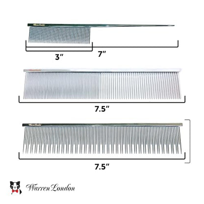 Warren London Carding Cat Comb | 7.5 inches made with Copper | Rounded Tips Prevent Irritation | Dual Tooth Design for Short & Long Hair removes Mats and Tangles - style: Carding Cat Comb