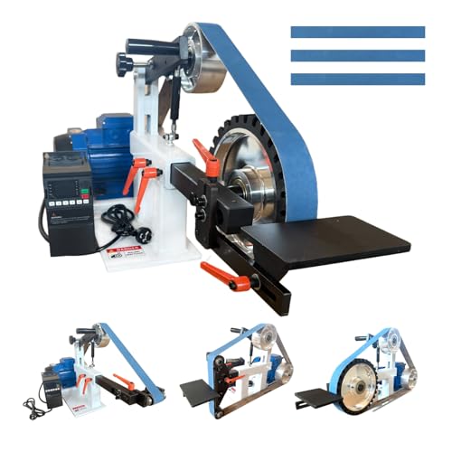 Belt Grinder Sander with VFD，2x72-inch 1500W 2HP Variable Speed Control Belt Sander with 3 Sets Grinding Tools and 3 Zirconia corundum Sanding Belts for Metalworking, Knife Making