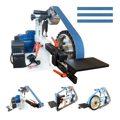 Belt Grinder Sander with VFD，2x72-inch 1500W 2HP Variable Speed Control Belt Sander with 3 Sets Grinding Tools and 3 Zirconia corundum Sanding Belts for Metalworking, Knife Making
