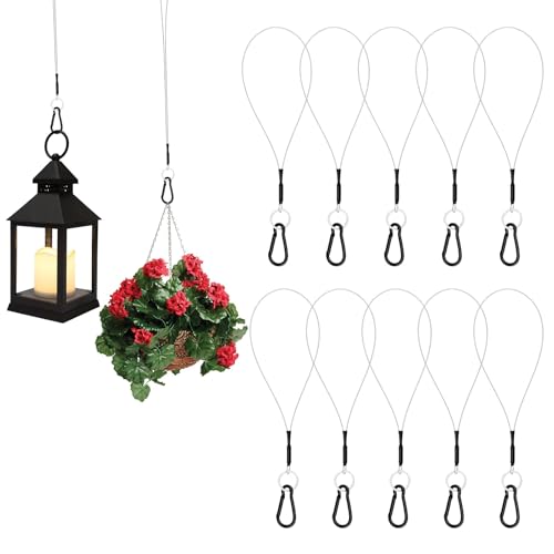 SDTC Tech 8 Inch Hanging Straps with Carabiner Hook 10 Pack | Hanging Chain Cable Rope for Bird Feeders, Tree, Plant Extenders, Lanterns, Yard Christmas Decorations - size: 8INCH-10PCS