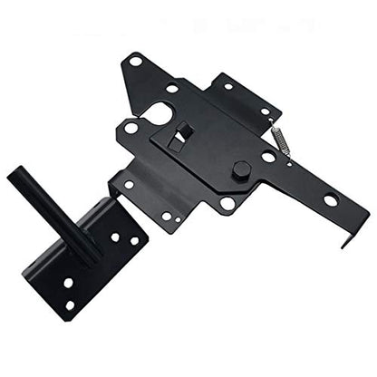 Self-Locking Gate Latch Heavy-Duty for Wood Gate, Steel Black, 1pcs - color: Black