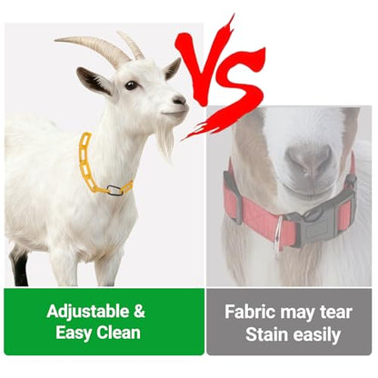 10FT Breakaway Livestock Goat Collars - Can be Cut into 6 Individual Adjustable Anti-Choke Collars, Plastic Safety Chain with Quick Release Links for Goats, Sheep, Alpacas (Yellow)