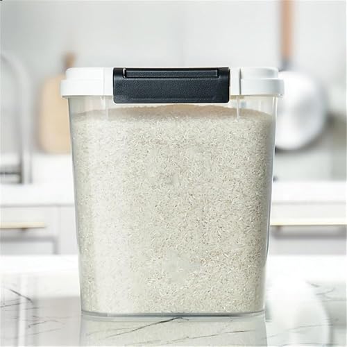 HANAMYA 30 LB Rice Storage Container with Measuring Cup, BPA free, For Rice | Grain | Pet Food | Flour, 2 coun, Clear & Black