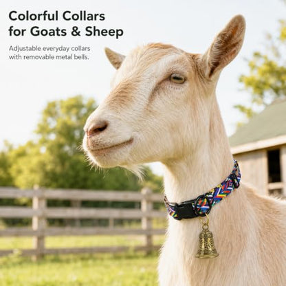 3 Pack Adjustable Goat Collars with Bells, Colorful Patterns - color: B