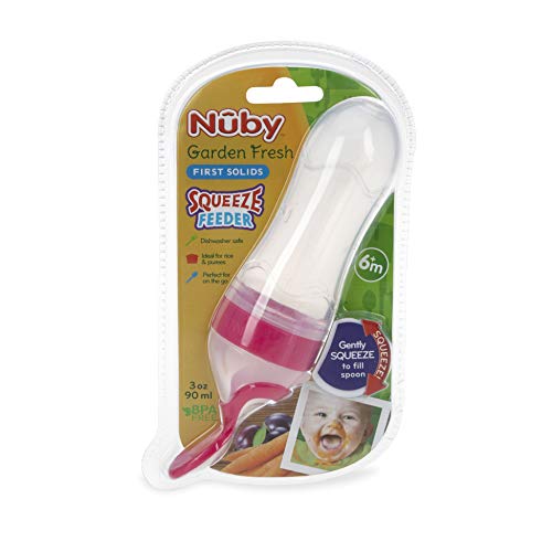 Nuby Garden Fresh Silicone Squeeze Feeder with Spoon and Hygienic Cover, Colors May Vary - color: Multicolor