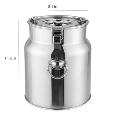 Stainless Steel Jug with Lid, 2.64 Gallon Metal Container, Large Capacity Food-Grade Milking Pail for Goats, Cows or Home Use - size: 2.64Gallon