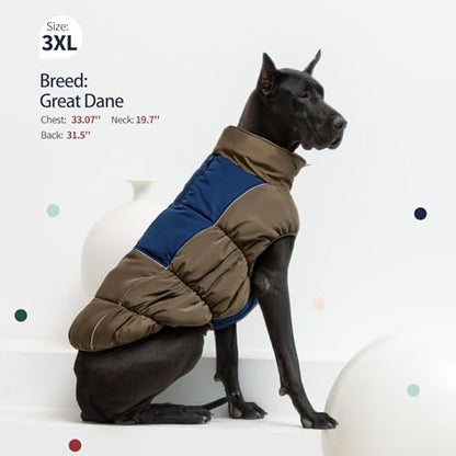 IECOii Windproof Waterproof Dog Coat - Thick Fleece Vest With Zipper, Snow Jacket For Large Dogs - color: Armygreen, size: Large(Chest:24.41''/62 CM)