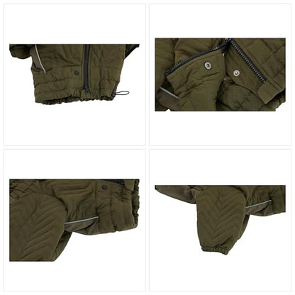Warm Dog Coat Double Layers Dog Vest, 4 Legs Covered Windproof Waterproof Reflective, Olive S - color: Olive, size: S (back 11")