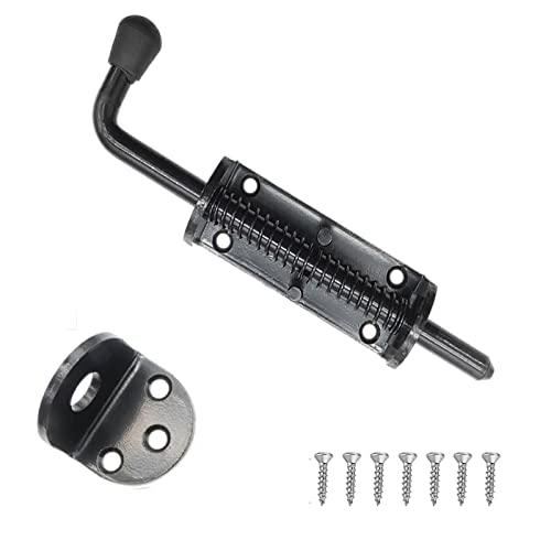 Black 2 Packs 6.5 Inch Heavy Duty Spring Loaded Latch Pin, Sliding Barrel Bolt Door Lock for Chests/Cabinets/Utility Trailer Gate, 2mm Thickened Interior and Outdoor Latch - size: 6.5