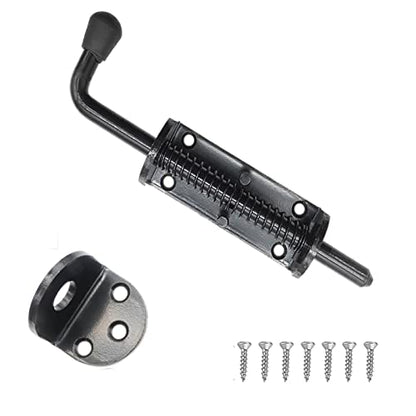 Black 2 Packs 6.5 Inch Heavy Duty Spring Loaded Latch Pin, Sliding Barrel Bolt Door Lock for Chests/Cabinets/Utility Trailer Gate, 2mm Thickened Interior and Outdoor Latch - size: 6.5
