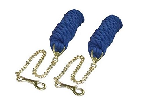 Derby Originals Cotton Lead Rope with Chain for Horse Lot of 2 - color: Royal Blue