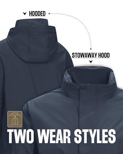 33,000ft Men's Waterproof Rain Jacket Packable Lightweight Hood Rain Shell - color: Blue, size: Small