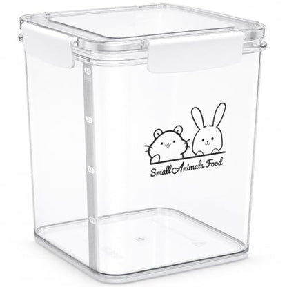 Small Animal Food Storage Box,Airtight Pet Food Storage Containers with Scoop,4.23 Qt Guinea Pig Food Container Storage Keep Fresh,Animal Food Containers for Hamster/Rabbit Dry Food Containers(Clear)