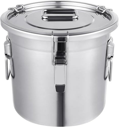 3.17Gal 304 Stainless Steel Airtight Canister,Metal Bucket Large Stainless Steel Canisters - Locking Clamp & Airtight Lids - Dog Food/Bird Seed/Coffee Storage Container - color: 3.17 GAL