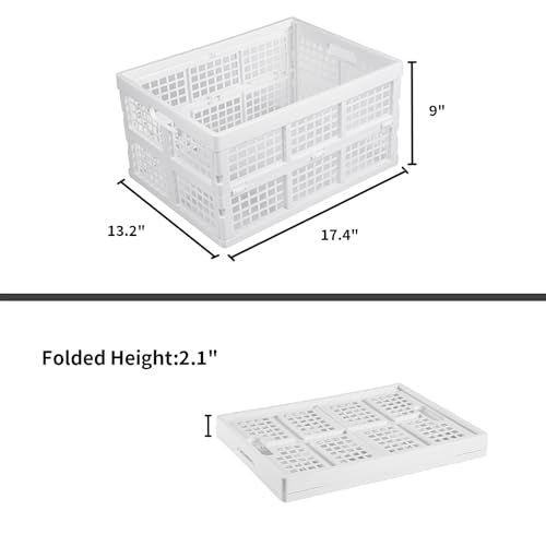 Aebeky 3-Pack Plastic Collapsible Storage Crates-30L,Foldable Plastic Crates for Storage (White) - color: White
