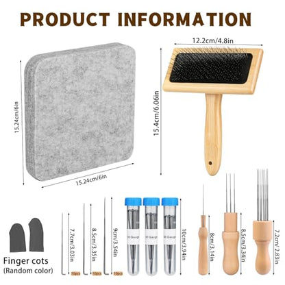 SOCNITC Needle Felting Tools Kit with 6"x6" Felting Mat and Wool Brush | Including Wool Carder Brush, 6"X6" Large Felting Mat And Finger Cots, Wool Felt Supplies for Diy Felting Projects - color: 6"x6" Needle Felting Mat