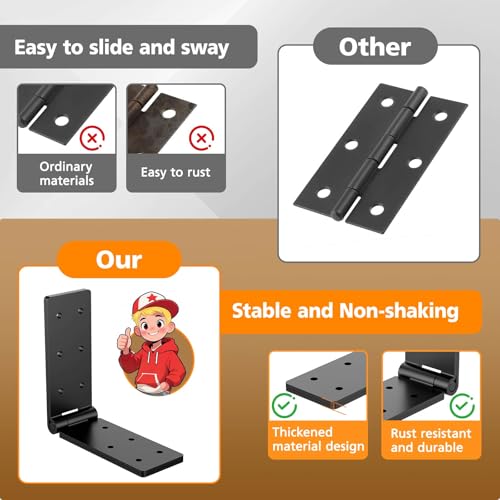 Heavy Duty Gate Hinges,Black Gate Hinges with Screws,Heavy Duty Door Hinges | Adjustable Hardware Hinges Kit,Durable Barn Door for Wooden Fences Yard Gate(Black-2PCS) - style: Black-2PCS