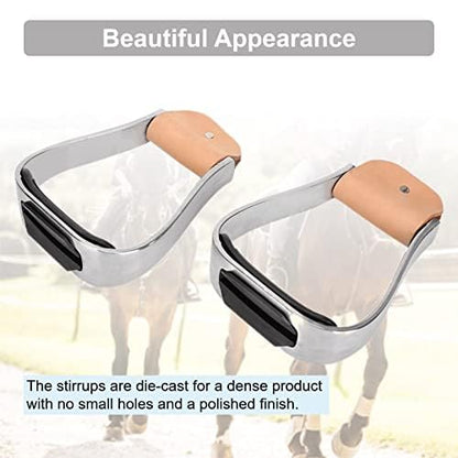 KUIDAMOS Western Stirrups, Non Slip Aluminum English Saddle Stirrups Aluminum Pads Overshoe Relief Ankle Stress Fatigue, Western Saddle Stirrups for Equestrian Saddles Accessories