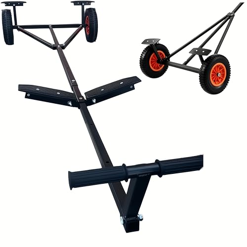 Boat Trailer Dolly 420 lbs Capacity, Adjustable Trailer Mover with Steel Frame & 15.7" Pneumatic Tires& Non-Slip Support Bracket for Kayak, Motorboat, Fishing Boat
