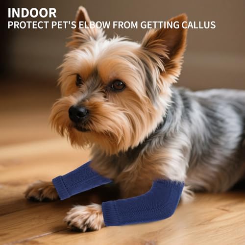 ROZKITCH 4 PCS Dog Leg Warmers to Help Reducing Licking Scratching Elbow - color: Blue, size: M-Leg Girth: 2.67in